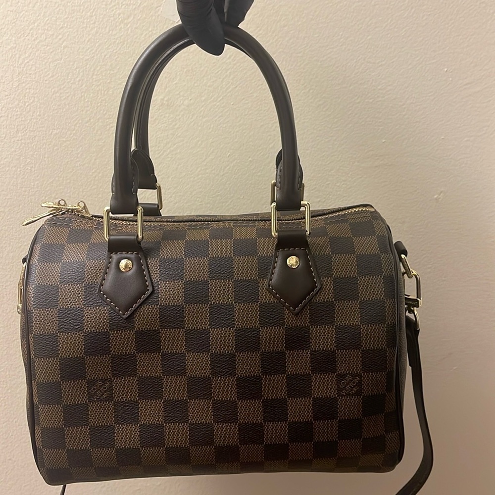 LV Inspired Damier Ebene Speedy Bandouliere